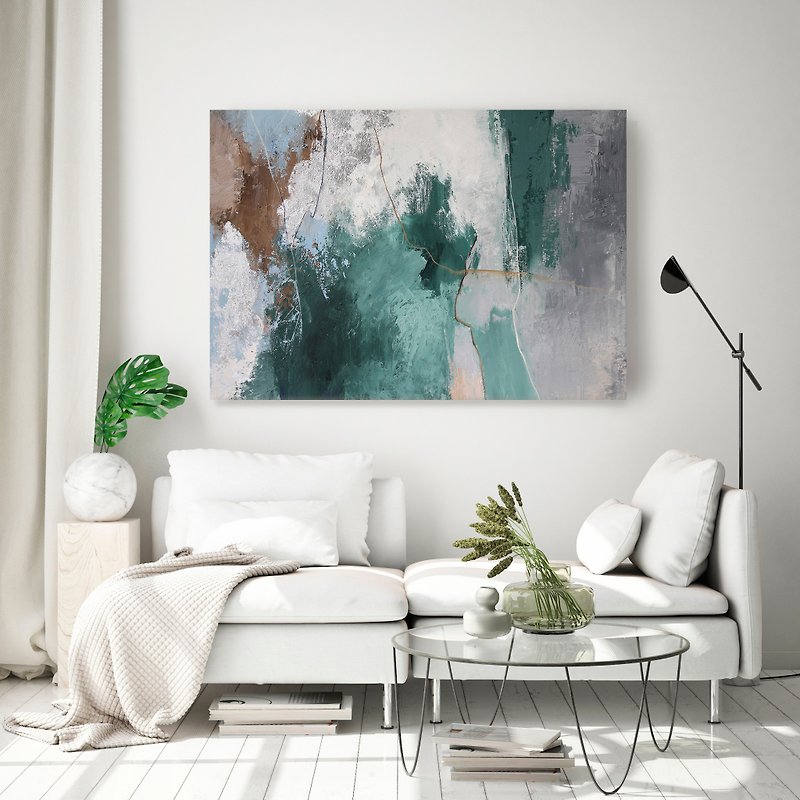 Green Silver Painting |  Green Silver Abstract | Green Wall Art | Greenland - 壁貼/牆壁裝飾 - 棉．麻 