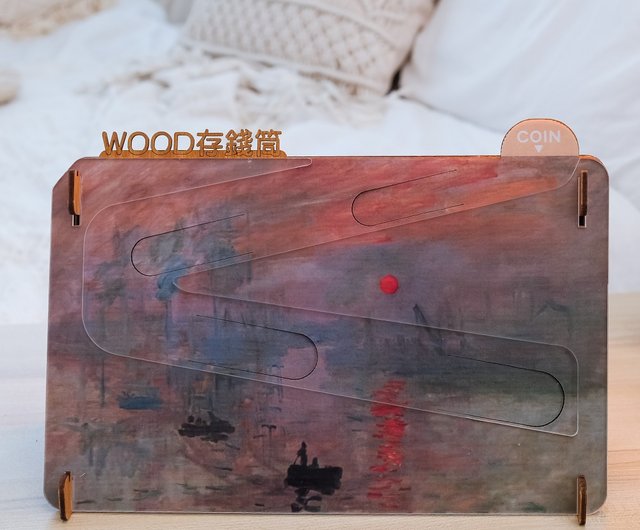 母の日ギフト】WOOD貯金箱 私の貯金箱 有名な絵画、転がり、箱に