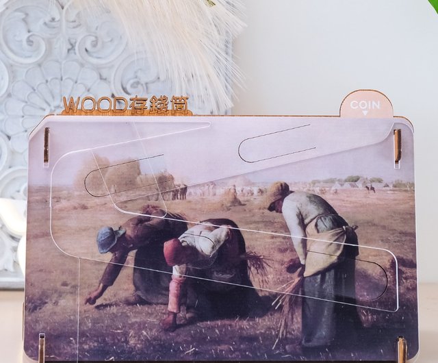 母の日ギフト】WOOD貯金箱 私の貯金箱 有名な絵画、転がり、箱に