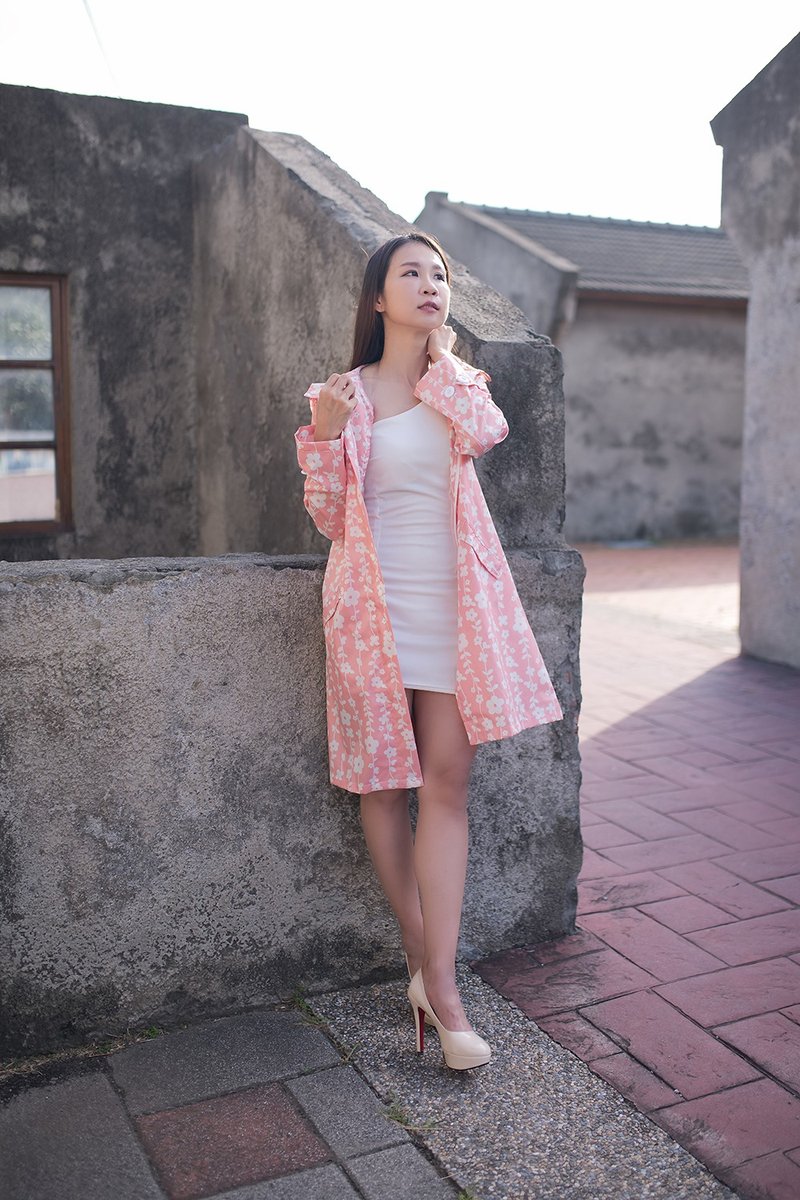 unni凡爾玫瑰防水風衣 雨衣 raincoat 雨風衣 防風 防潑水 風衣 - 女大衣/外套 - 防水材質 粉紅色