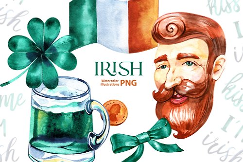 Natali Mias Store Watercolor clover clipart 7 Png St Patrick's Day spring png irish clipart