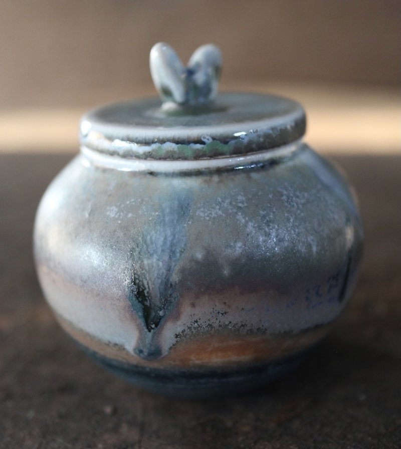 Wood-fired mini tea jar/mat jar - Teapots & Teacups - Porcelain Blue