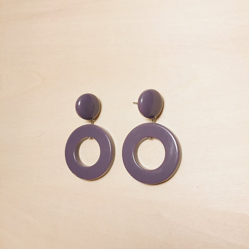 Vintage Purple Ball Hoop Earrings - Earrings & Clip-ons - Resin Purple
