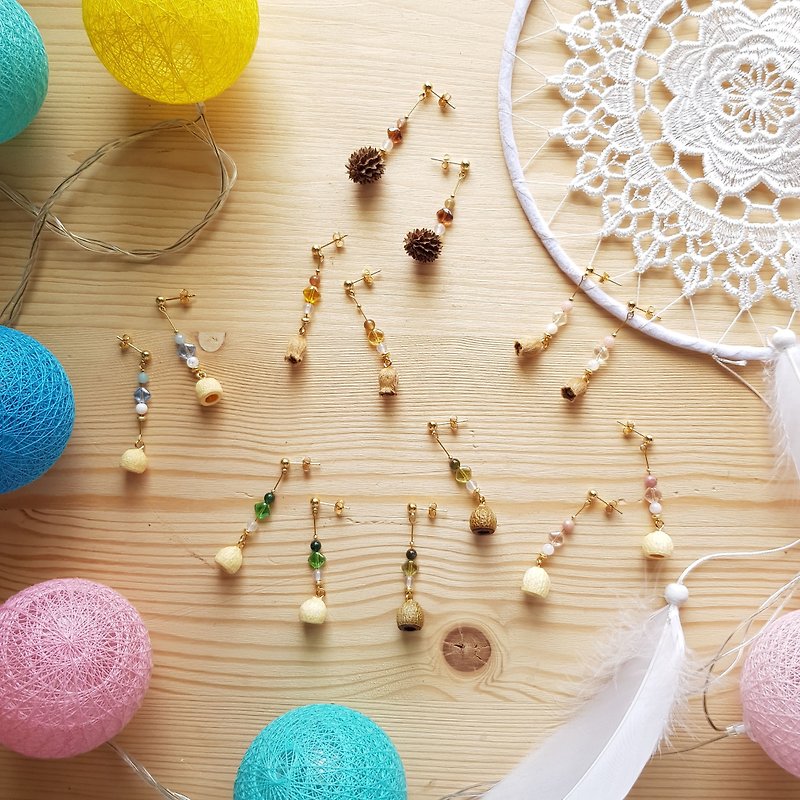 Antique Beads Fruit Earrings | Jingjing Sugar Cube / Free Change Clip - ต่างหู - พืช/ดอกไม้ หลากหลายสี