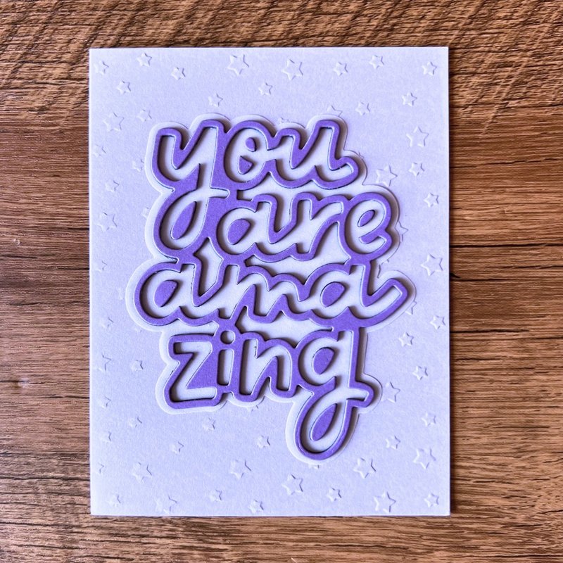 you are amazing 星星 暗紋 紫色 肯定 鼓勵 讚賞卡 - 卡片/明信片 - 紙 紫色