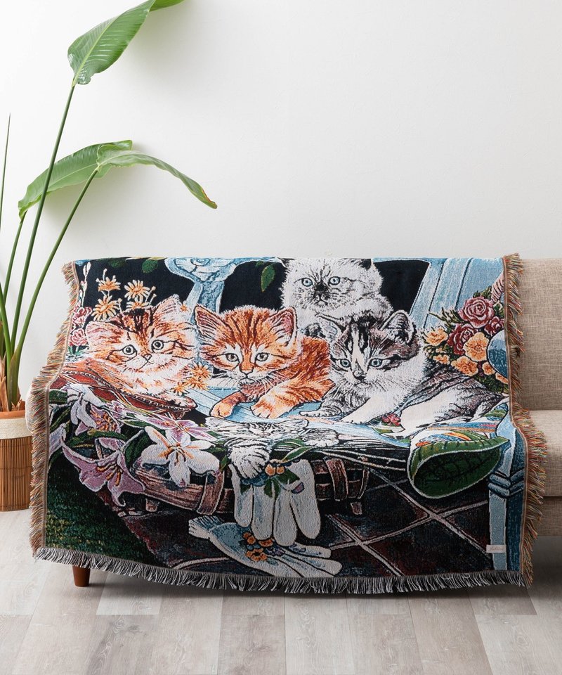 Jubilee 猫 犬デザイン ジャガード織 スローケットラグ アソート 130x160cm G - 其他 - 聚酯纖維 多色