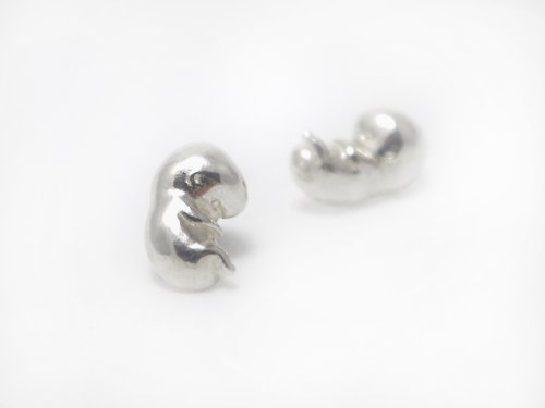 MEoW Mi。秒瞇 生命奧妙。好孕寶寶胚胎耳環。925純銀。sterling silver
