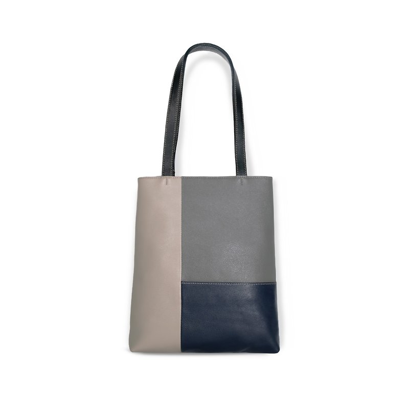 Rinne patchwork tote bag (only this one, while supplies last) - กระเป๋าถือ - หนังแท้ สีกากี