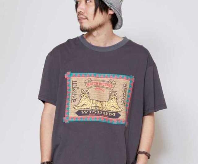 好評予約販売】レトロマッチとイラストプリント刺繍Tシャツ L