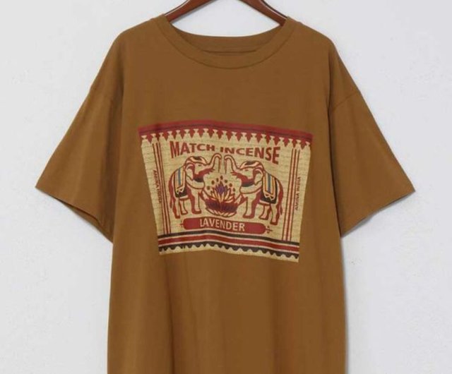 好評予約販売】レトロマッチとイラストプリント刺繍Tシャツ L