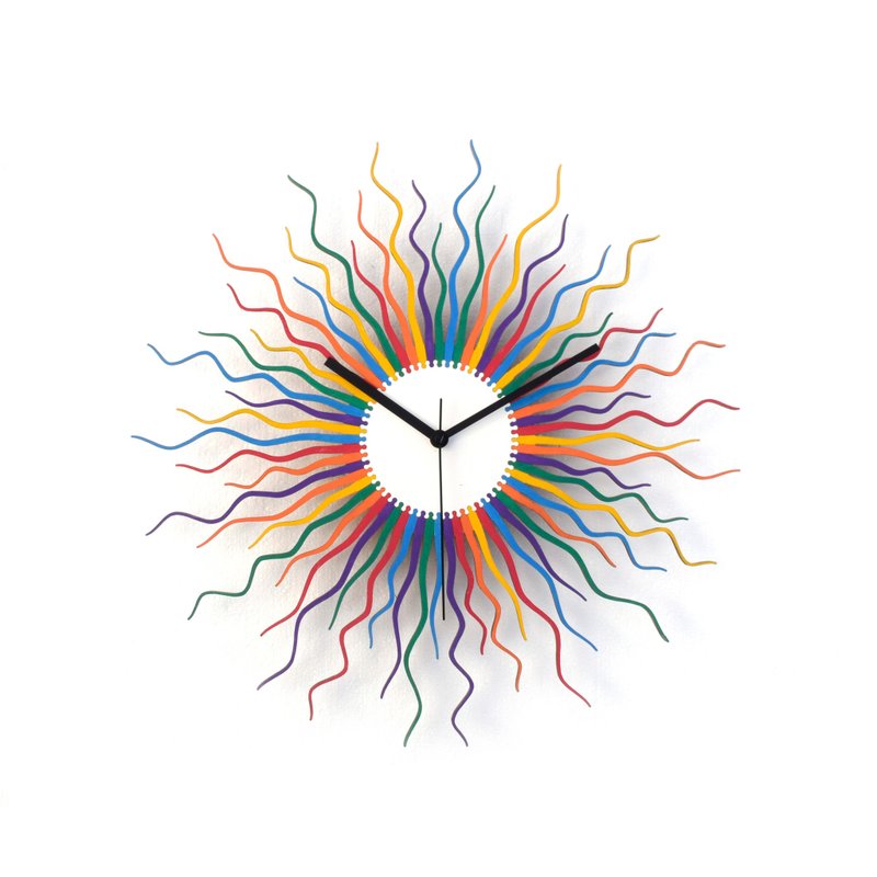 Medusa rainbow - contemporary multicolor wooden wall clock, a piece of wall art - Clocks - Wood Multicolor