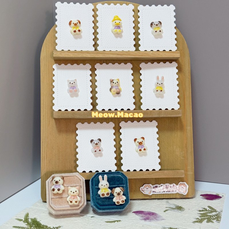 可愛的小動物滴膠耳釘_單隻 - 耳環/耳夾/耳骨夾 - 其他材質 多色