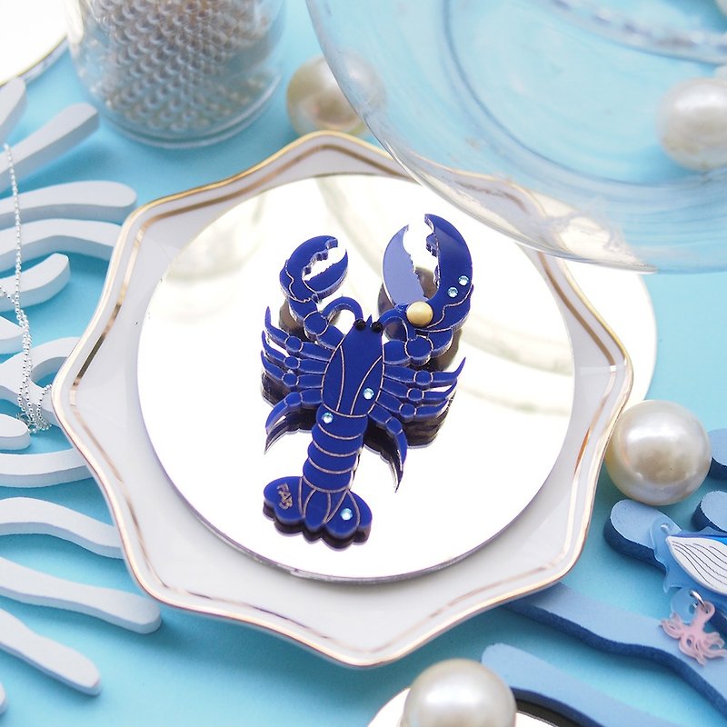 Lobster Brooch - Brooches - Acrylic Blue