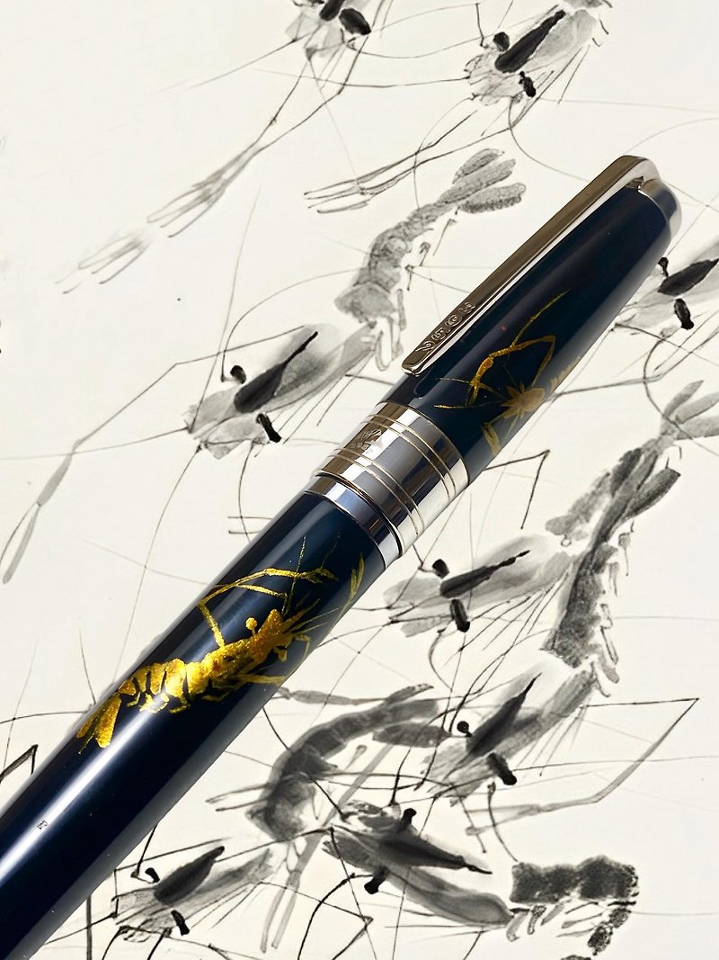 3952 Old Goat-Natural Lacquer Painting Pen X800 Qi Baishi Golden Shrimp Calligraphy Titanium Tip Fountain Pen - ปากกาหมึกซึม - วัสดุอื่นๆ 