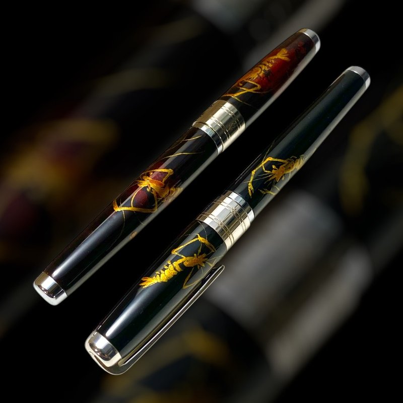 3952 Old Goat-Natural Lacquer Painting Pen X800 Qi Baishi Golden Shrimp Calligraphy Titanium Tip Fountain Pen - ปากกาหมึกซึม - วัสดุอื่นๆ 