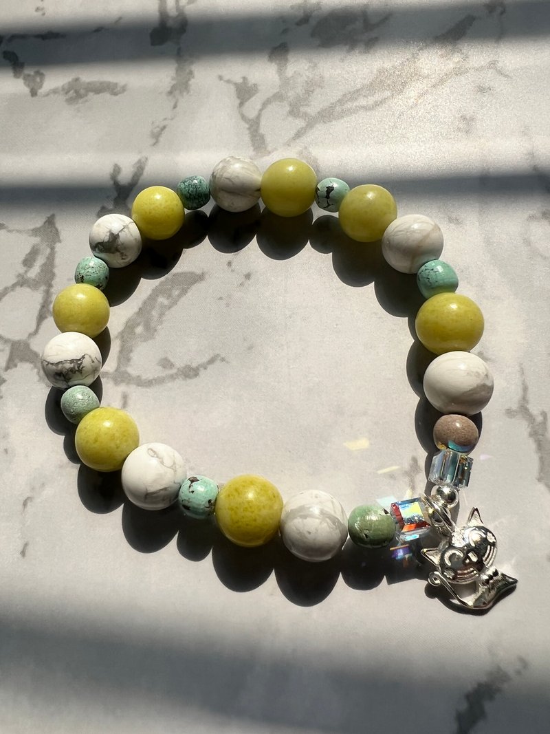 Cauliflower Jade Turquoise White Turquoise Design Bracelet - Bracelets - Jade Green