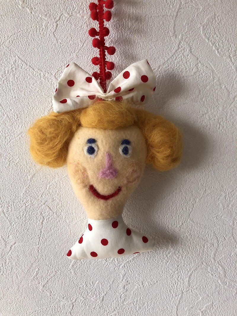 女の子の人形 C - 吊飾 - 羊毛 