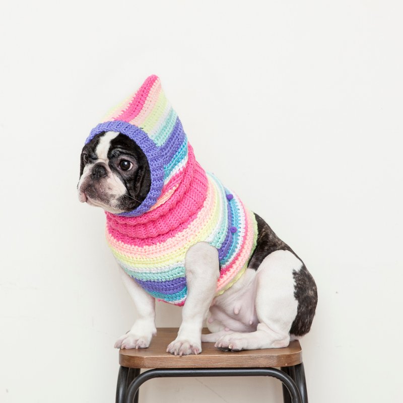 Quirky Ball Turtleneck Sweater + Warm Hood - Pink Rainbow Christmas Gift Box - Clothing & Accessories - Polyester Multicolor