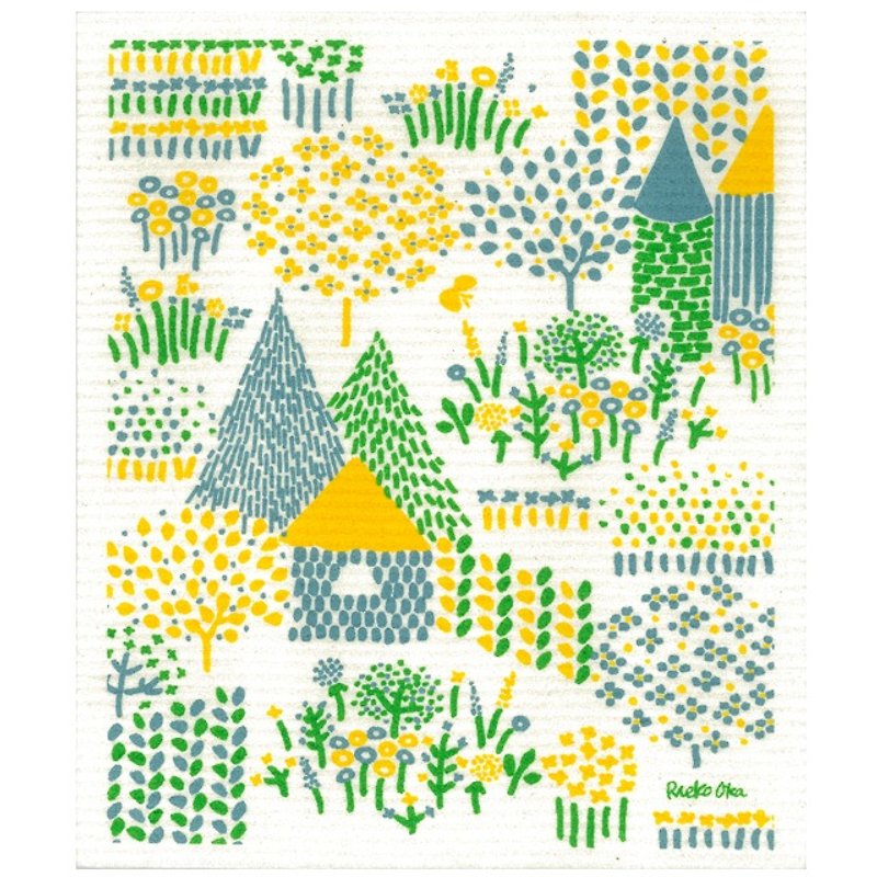 e.spongewipe_Dot & Line Model Making _Summer village 荘 absorbent cloth - อื่นๆ - ผ้าฝ้าย/ผ้าลินิน สีเหลือง