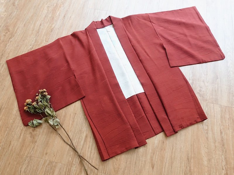 Vintage 和服  / 羽織 no.61 tk - 外套/大衣 - 絲．絹 紅色