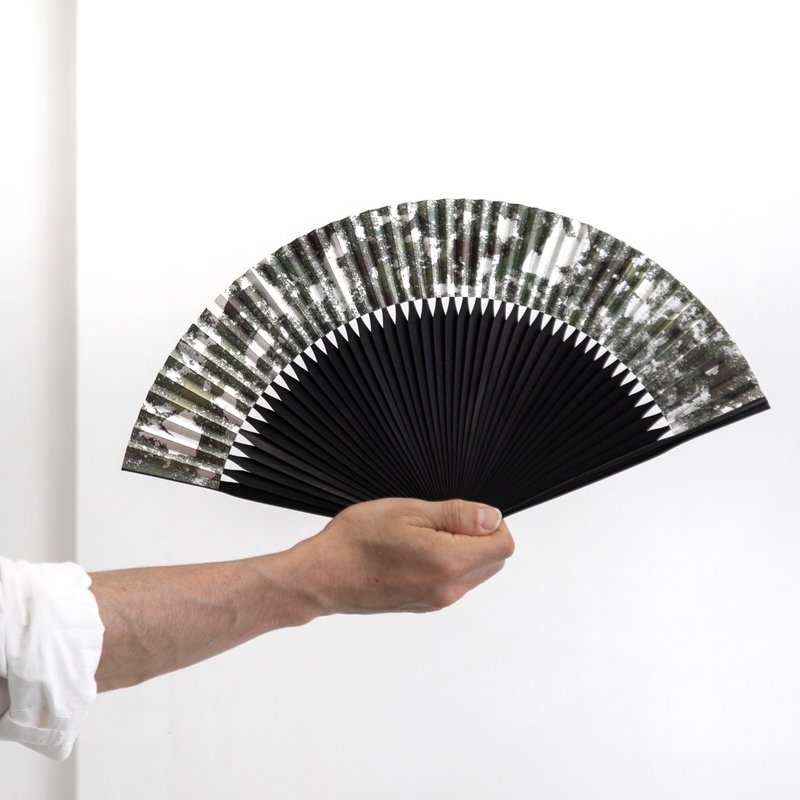 Kyo-sensu (Japanese folding fan) with gold leaf #S1 - Fans - Paper Green