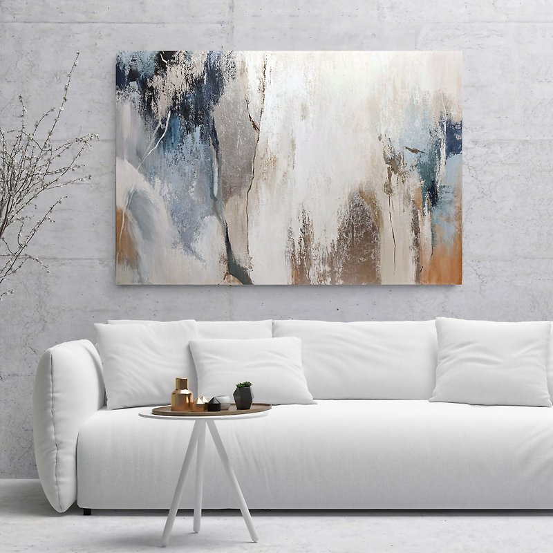 Blue Silver Painting | Blue Silver Abstract | Blue Wall Art | Silver Avalanche - Wall Décor - Cotton & Hemp 