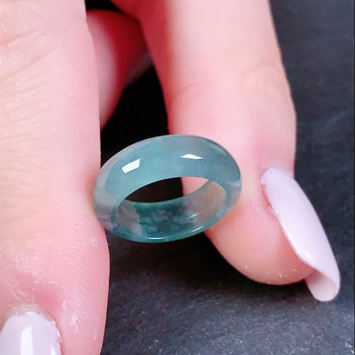 瓔珞珠寶盒 E.L.Jewelry Box 【求‧緣】冰藍水翡翠戒指戒圈 | 國際2圍 | 天然翡翠A貨