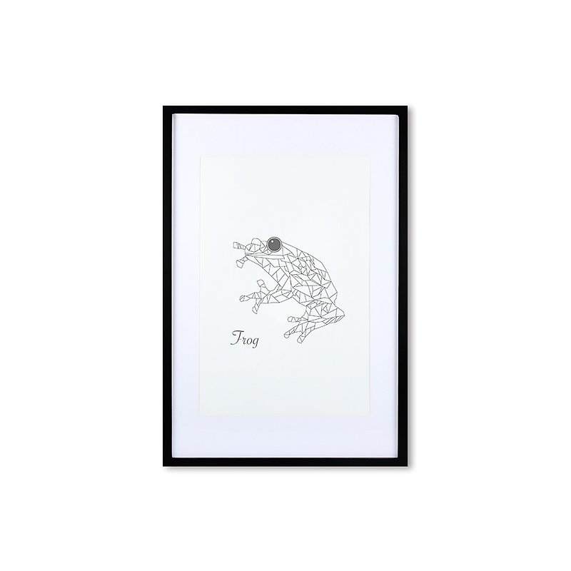 iINDOORS Decorative Frame - Animal Geometric lines - FROG Black 63x43cm