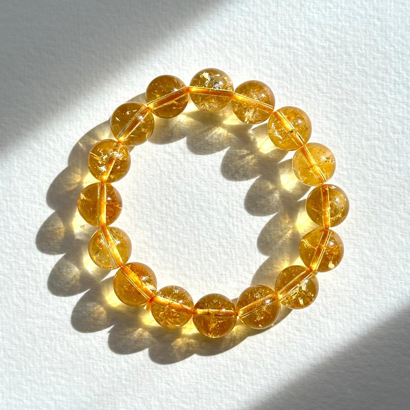 [Scorpio Sagittarius | November Birthstone] Citrine pure bead bracelet brings wealth, wisdom and confidence - สร้อยข้อมือ - คริสตัล สีเหลือง