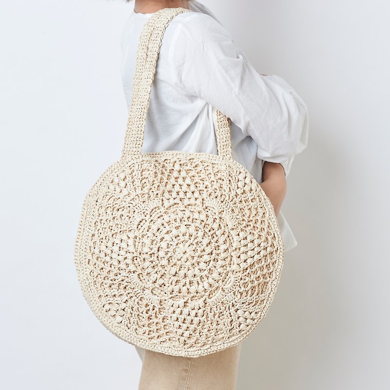 Milin Bag - Natural raffia hand crochet straw bag - Handbags & Totes - Eco-Friendly Materials Khaki