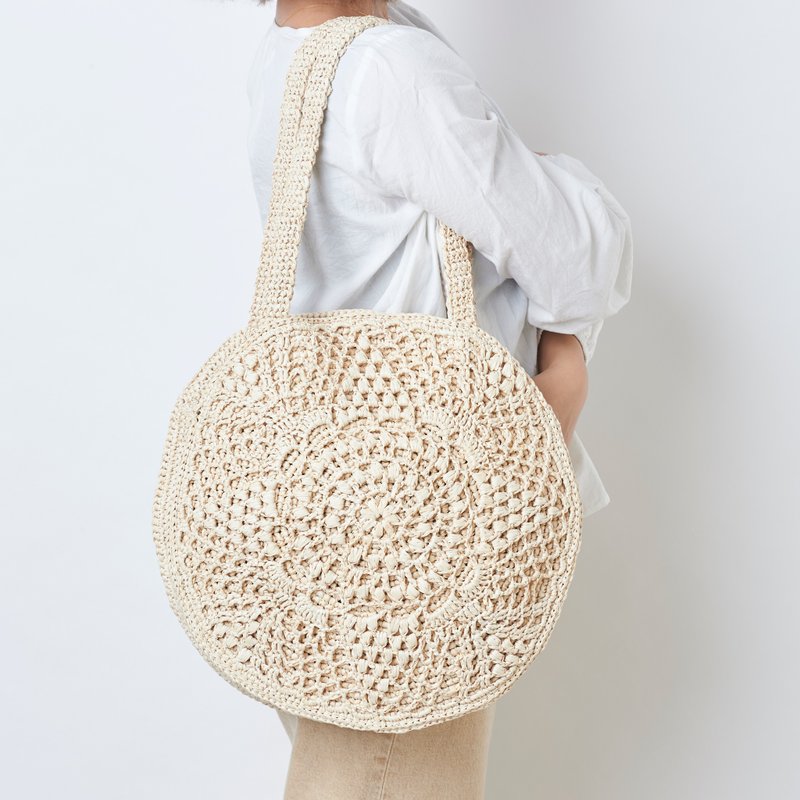 Milin Bag - Natural raffia hand crochet straw bag - Handbags & Totes - Eco-Friendly Materials Khaki