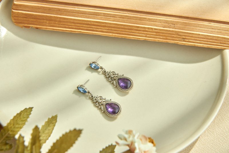 [The United States brings back European and American brand jewelry] New autumn style classical banquet purple rhinestone pin style - Earrings & Clip-ons - Other Metals 