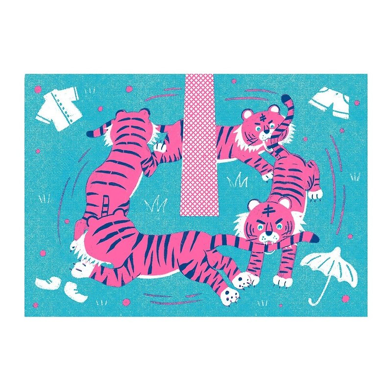 Love tiger oil/perforated printing postcard/ポストカード - Cards & Postcards - Paper Multicolor