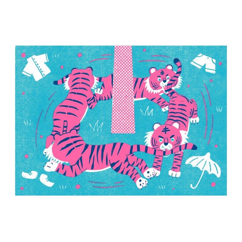 Love tiger oil/perforated printing postcard/ポストカード - การ์ด/โปสการ์ด - กระดาษ หลากหลายสี