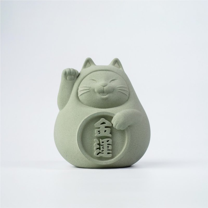 【平安福氣財運到】胖胖招財貓 (中) 健康綠 - 香氛/精油/擴香 - 水泥 綠色
