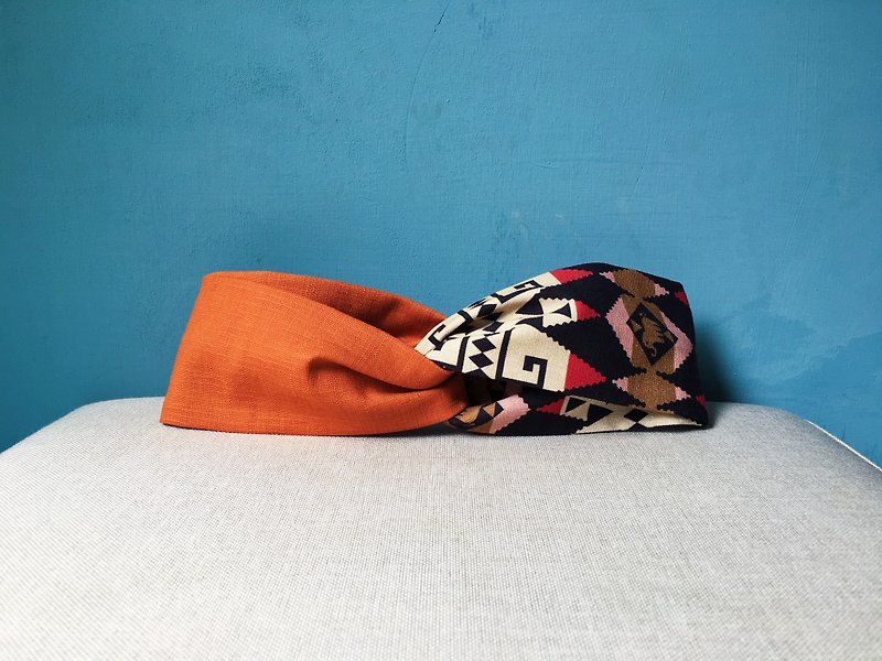 Cotton & Hemp Headbands Orange - Double spell hairband/ Brown Elephant Ethnic-Orange
