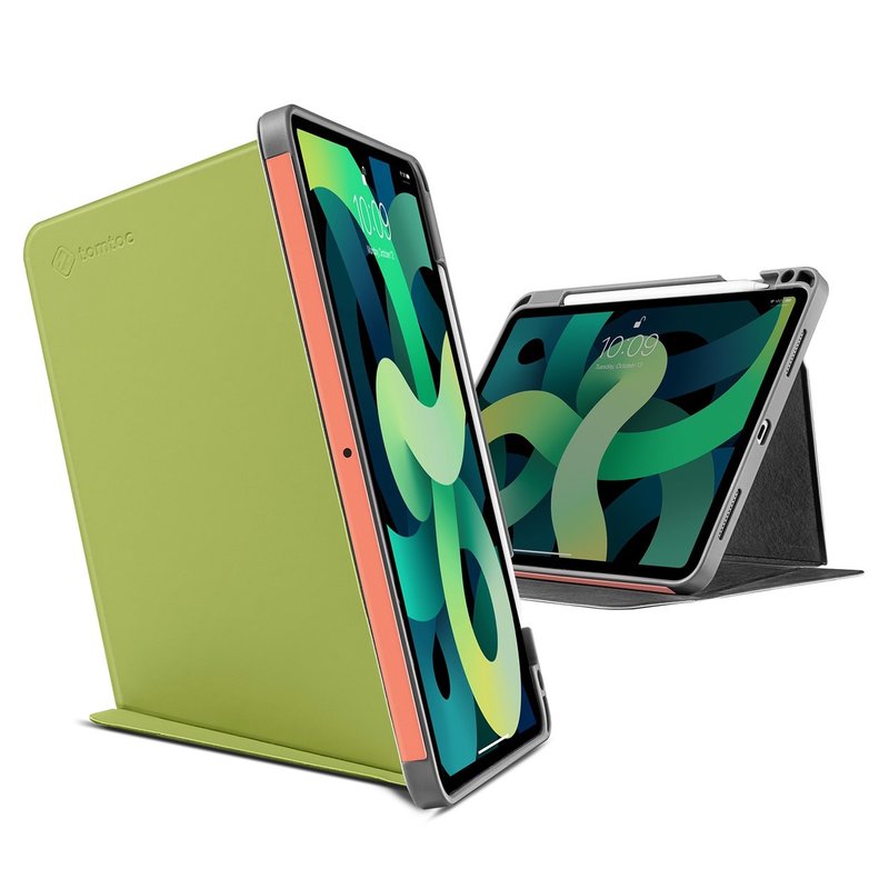 Faux Leather Tablet & Laptop Cases Green - Tomtoc Multi-Angle Folding Tablet Cover, Avocado Green