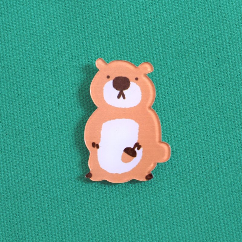 Acrylic Badges & Pins Green - Little raccoon pretending to be a squirrel-thick-cut pins