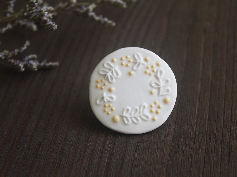 Porcelain Badges & Pins White - Hand made ceramic brooch