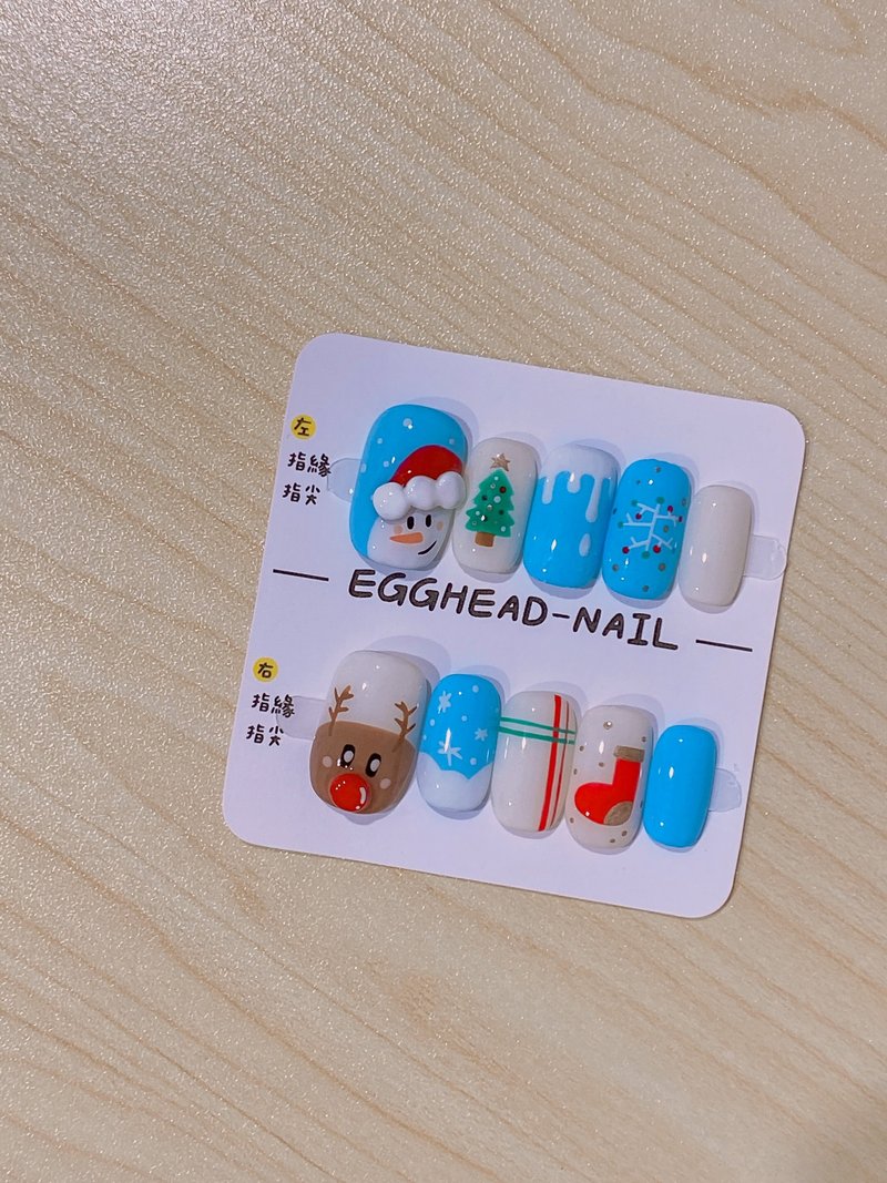 客製化穿戴甲_聖誕雪人款 - 指甲油/指甲貼 - 其他材質 