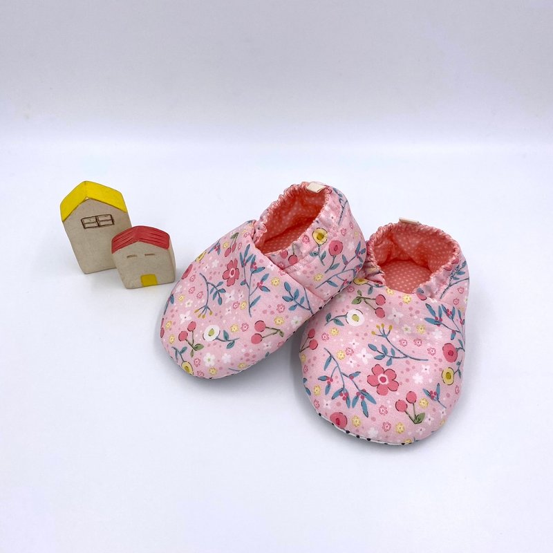 Branches of small pink flowers - preliminary shoes/growth shoes/walking shoes - Baby Shoes - Cotton & Hemp Red