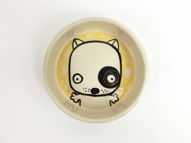 Nice Little Clay Manual Stereo Disc_Black Dog 0308-06 - Small Plates & Saucers - Pottery Yellow