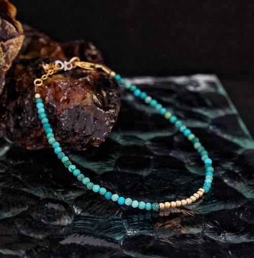 BNA Jewelry 記憶合金水晶手鍊系列 非洲綠松石 14K包金 GF 手鍊