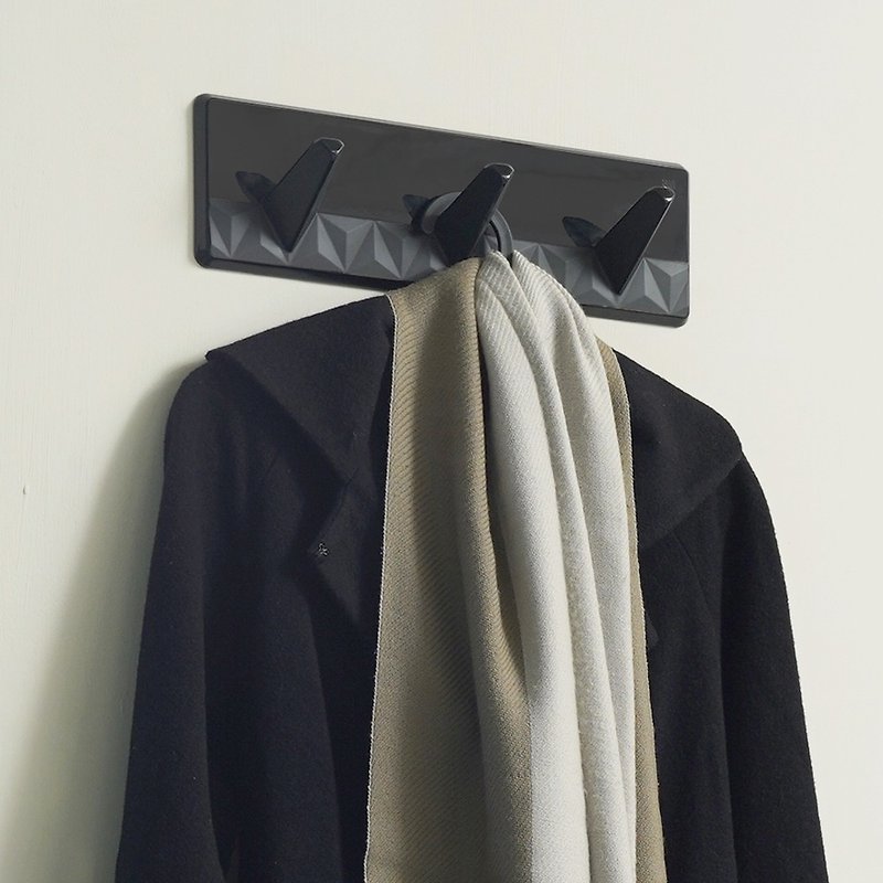 3M 17731B Seamless LIFESTYLE Series-Coat Row Hook Rack (Black) - Hangers & Hooks - Other Materials Black