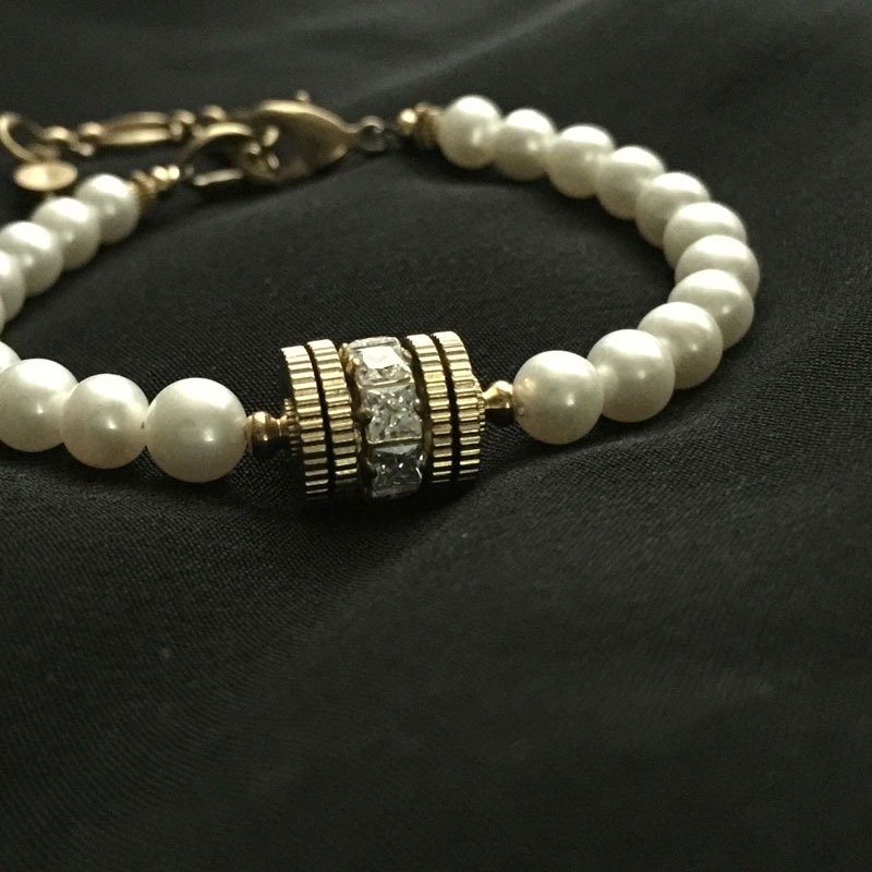 Other Metals Bracelets Gold - MissNEUF l STRONG roller pearl bracelet