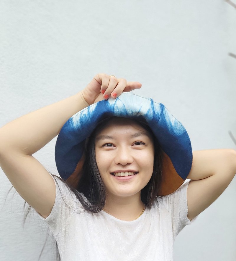 Cotton & Hemp Hats & Caps Brown - Taiwan Green Craft Certification Goodwill Hat - Oval Top Sun Hat Double-sided Wearable Suitable for Stuffing Ponytails