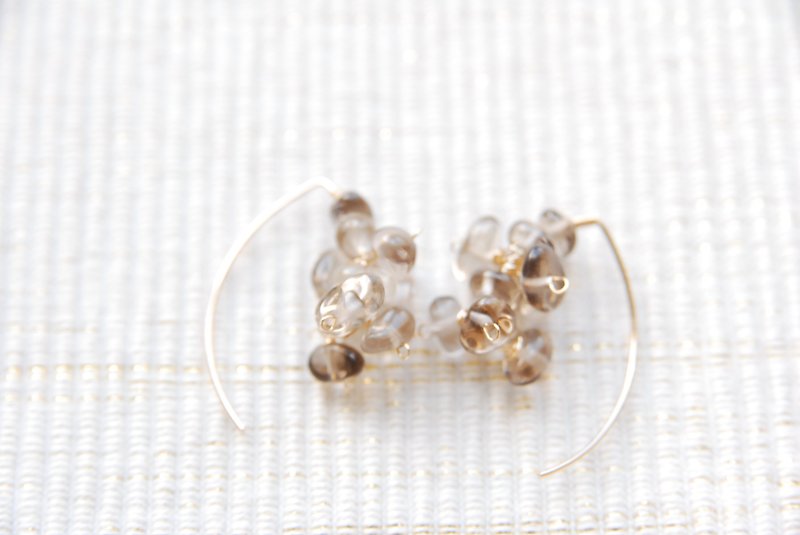 Semi-Precious Stones Earrings & Clip-ons Brown - Light-colored smoky quartz marquise hook earrings 14kgf