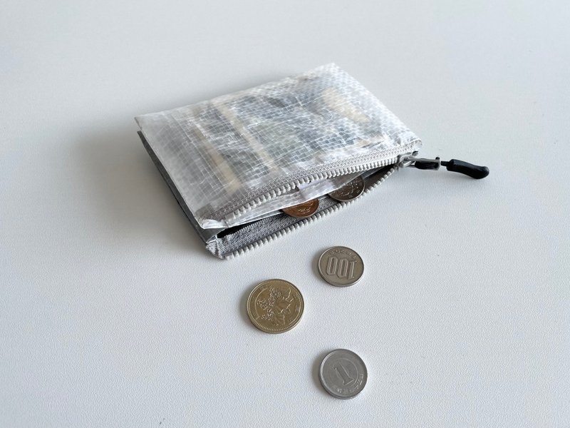 超軽量・撥水素材 mini wallet / 2 TONE TYPE / clear × silver - 皮夾/長短夾/錢包 - 其他人造纖維 透明