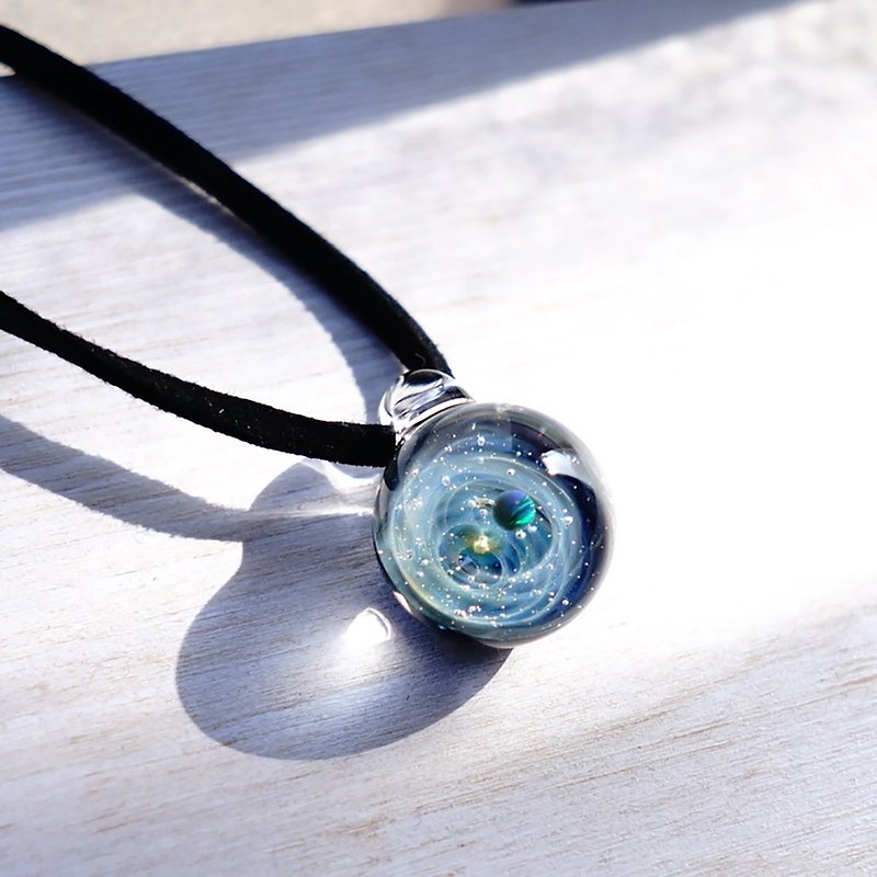 Only you microcosm. Small glass pendant with black opal universe star glass