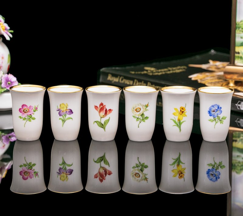 German Meissen hand-painted annual 2010 2011 2012 Kung Fu fragrance cup six-piece set - Bar Glasses & Drinkware - Porcelain 